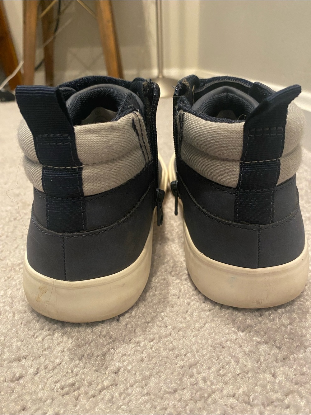 Cat & Jack boys Navy Blue High-Top Sneakers - barely worn! Classy! - Picture 2 of 5